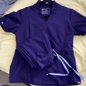 FIGS purple jam inala top and zamora joggers